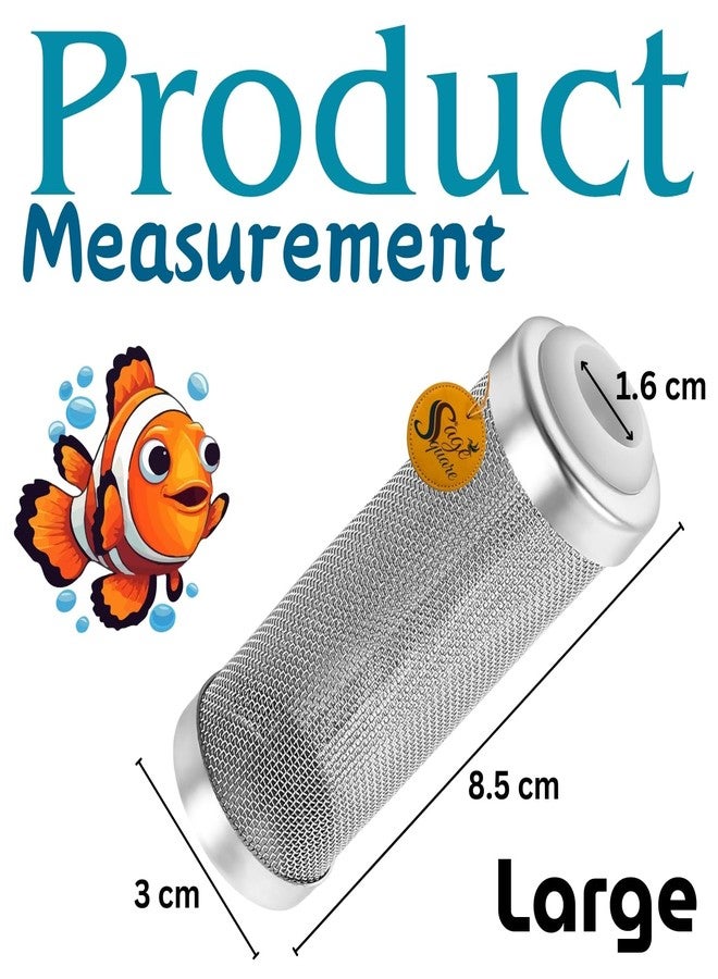 سايج سكوير غطاء مدخل فلتر حوض السمك من الفولاذ المقاوم للصدأ من سيج سكوير، بشبكة 8.5 سم، لحماية الروبيان والأسماك، غطاء فلتر أولي، يحمي من الاستنشاق، واقي أنبوب مدخل الفلتر (عبوة من قطعة واحدة، 8.5 سم) - Image 4